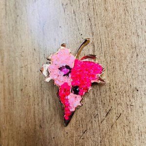 Pink leaf brooch